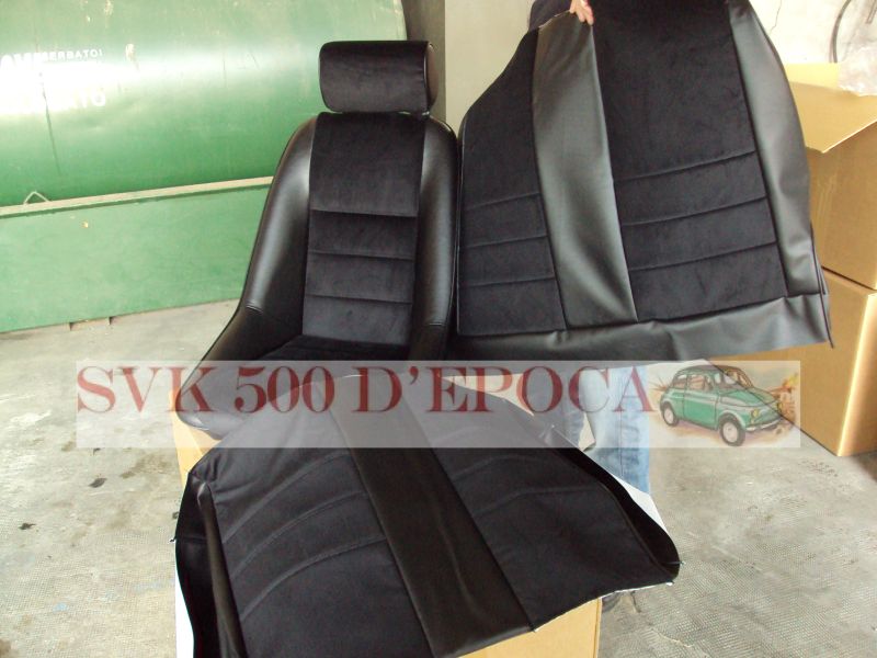 Fodere sedili posteriori NERE in SKY e velluto modello Fusina Fiat 500 F/L  – SVK 500 d'epoca